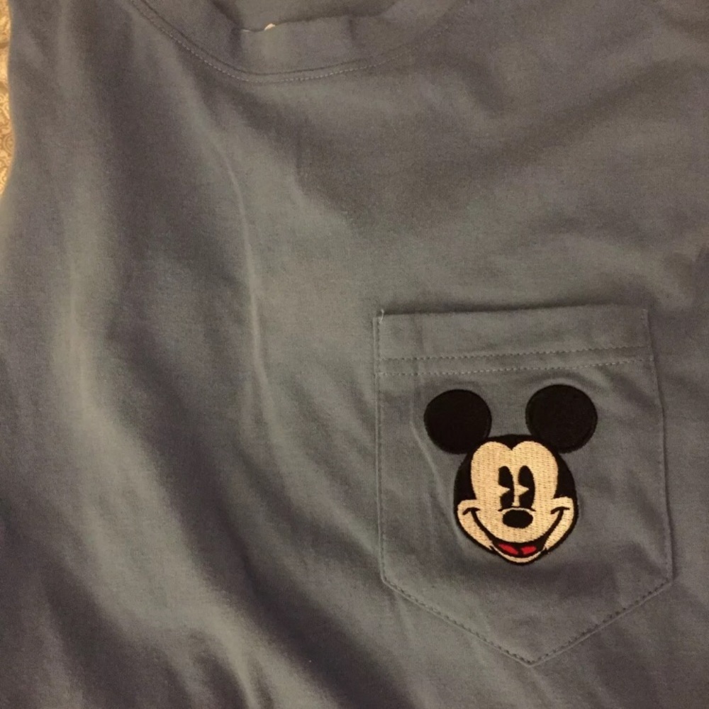 Classic Disney Blue Mickey Pocket T Shirt new